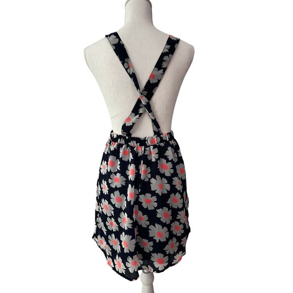 Rue 21 Bib Jumper Dress Large Blue White Daisies Y2K - Picture 2 of 9